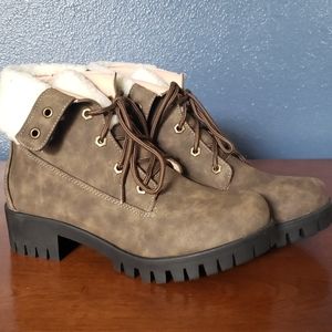 Chase + Chloe Shoes - Madigan Faux Shearling Combat Boot Chase + Chloe Shoes - Madigan Faux Shearling Combat Boot